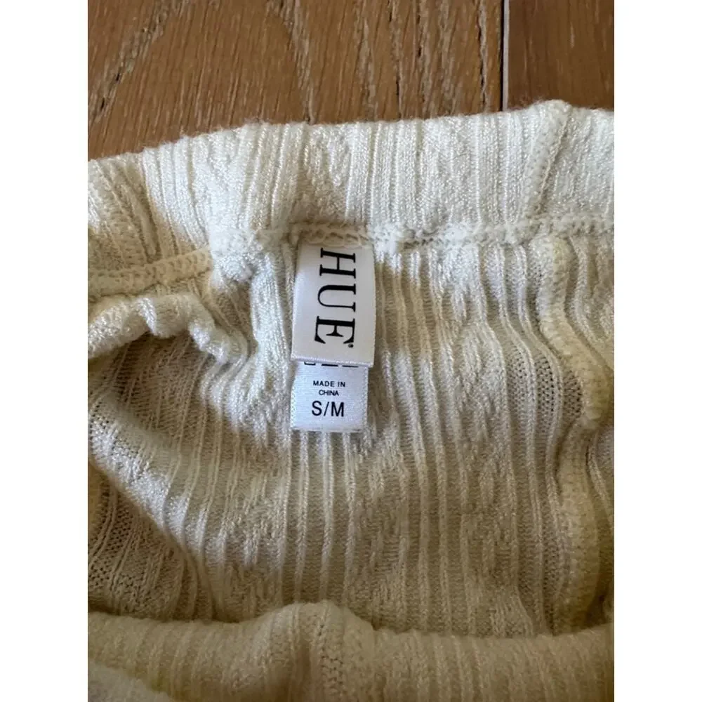 HUE Cable Knit Tights S/M Cream Ivory Cozy Stockings